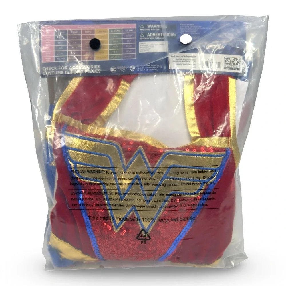 Wonder Woman Girls Adaptive Costume SMALL 6/6X Wheelchair Friendly Rubies NEW